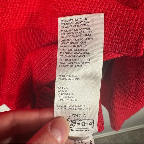 Anthropologie Red Crop Half-Zip Pullover Sweater Pockets Size XS Valentine's Day - Picture 9 of 16